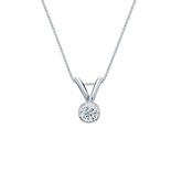14k White Gold Bezel Certified Round-Cut Diamond Solitaire Pendant 0.13 ct. tw. (G-H, SI1)