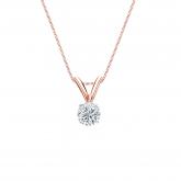 Natural Diamond Solitaire Pendant Round-cut 0.20 ct. tw. (H-I, SI1-SI2) 14k Rose Gold 4-Prong Basket