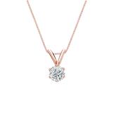 Natural Diamond Solitaire Pendant Round-cut 0.25 ct. tw. (G-H, SI1) 14k Rose Gold 6-Prong Basket