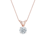 Natural Diamond Solitaire Pendant Round-cut 0.38 ct. tw. (H-I, SI1-SI2) 14k Rose Gold 4-Prong Basket