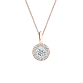 Natural Diamond Solitaire Pendant Round-cut 0.38 ct. tw. (H-I, SI1-SI2) 14k Rose Gold Halo