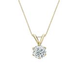 Natural Diamond Solitaire Pendant Round-cut 0.50 ct. tw. (H-I, SI1-SI2) 14k Yellow Gold 6-Prong Basket