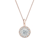 Natural Diamond Solitaire Pendant Round-cut 0.50 ct. tw. (H-I, SI1-SI2) 14k Rose Gold Halo