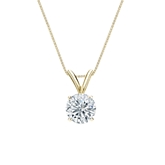 Natural Diamond Solitaire Pendant Round-cut 0.63 ct. tw. (I-J, I1) 14k Yellow Gold 4-Prong Basket