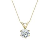 Natural Diamond Solitaire Pendant Round-cut 0.63 ct. tw. (G-H, VS2) 14k Yellow Gold 6-Prong Basket