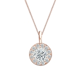 14k Rose Gold Certified Round-Cut Diamond Halo Pendant 0.75 ct. tw. (H-I, SI1-SI2)