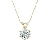 Natural Diamond Solitaire Pendant Round-cut 0.88 ct. tw. (G-H, VS2) 14k Yellow Gold 6-Prong Basket