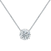 Certified Round-Cut Diamond Solitaire Pendant in 14k White Gold 4-Prong 0.50ct