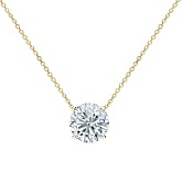 Certified Round-Cut Diamond Solitaire Pendant in 14k Yellow Gold 4-Prong