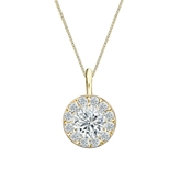 Natural Diamond Solitaire Pendant Round-cut 1.00 ct. tw. (G-H, VS2) 14k Yellow Gold Halo