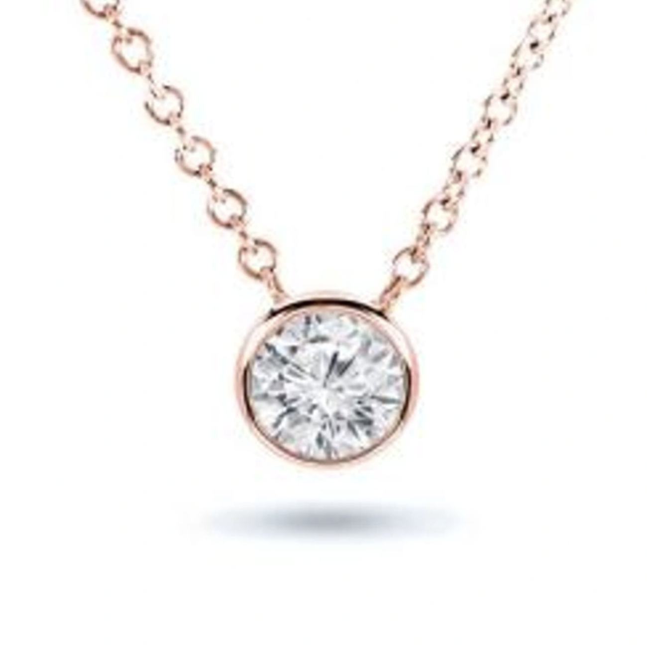 EGL USA Certified .50CT Round-Cut Floating Bezel Diamond Solitaire Pendant in 14k Rose Gold Bezel