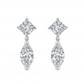 Lab Grown Diamond Two Stone Drop Earrings Princess and Marquise 3.00 ct. tw. (F, VS) Platinum