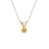 14k Rose Gold 4-Prong Basket Certified Round-cut Yellow Diamond Solitaire Pendant 0.13 ct. tw. (SI1-SI2)