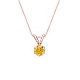 14k Rose Gold 6-Prong Basket Certified Round-cut Yellow Diamond Solitaire Pendant 0.25 ct. tw. (SI1-SI2)