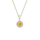 18k Yellow Gold Halo Certified Round-cut Yellow Diamond Solitaire Pendant 0.25 ct. tw. (SI1-SI2)