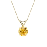 18k Yellow Gold 4-Prong Basket Certified Round-cut Yellow Diamond Solitaire Pendant 0.75 ct. tw. (SI1-SI2)