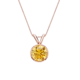 14k Rose Gold Bezel Round-cut Yellow Diamond Solitaire Pendant 0.75 ct. tw. (SI1-SI2)
