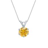 Platinum 6-Prong Basket Certified Round-cut Yellow Diamond Solitaire Pendant 0.75 ct. tw. (SI1-SI2)