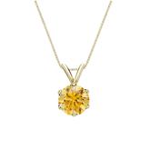 18k Yellow Gold 6-Prong Basket Certified Round-cut Yellow Diamond Solitaire Pendant 0.75 ct. tw. (SI1-SI2)