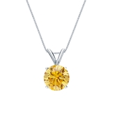 Platinum 4-Prong Basket Certified Round-cut Yellow Diamond Solitaire Pendant 1.00 ct. tw. (SI1-SI2)
