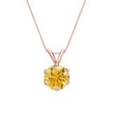 14k Rose Gold 6-Prong Basket Certified Round-cut Yellow Diamond Solitaire Pendant 1.00 ct. tw. (SI1-SI2)