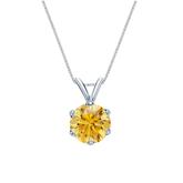 Platinum 6-Prong Basket Certified Round-cut Yellow Diamond Solitaire Pendant 1.00 ct. tw. (SI1-SI2)