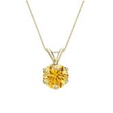 14k Yellow Gold 6-Prong Basket Certified Round-cut Yellow Diamond Solitaire Pendant 1.00 ct. tw. (SI1-SI2)