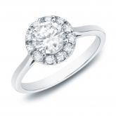 Round Diamond Halo Engagement Ring in 14k White Gold (0.50 cttw)