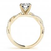Twisted Moissanite and Diamond Engagement Ring In 14K Yellow Gold