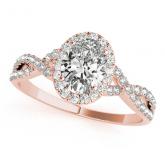 Oval Moissanite Halo Diamond Engagement Ring In 14K Rose Gold