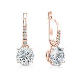 Certified Round Diamond Stud Earrings in 14k Rose Gold Dangle Studs 4-Prong Basket 1.10ct