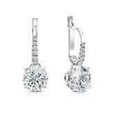 Certified Round Diamond Stud Earrings in 14k White Gold Dangle Studs 4-Prong Basket