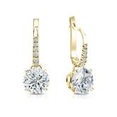 Certified Round Diamond Stud Earrings in 14k Yellow Gold Dangle Studs 4-Prong Basket 1.00ct