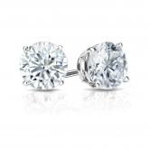 Certified Round Diamond Stud Earrings in 14k White Gold 4-Prong Basket 1.00ct