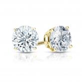 Certified Round Diamond Stud Earrings in 14k Yellow Gold 4-Prong Basket 1.10ct