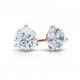Certified Round Diamond Stud Earrings in 14k Rose Gold  3-Prong Martini 1.10ct