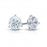 Certified Round Diamond Stud Earrings in 14k White Gold 3-Prong Martini 1.20ct