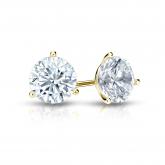 Certified Round Diamond Stud Earrings in 14k Yellow Gold 3-Prong Martini 1.00ct