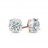 Certified Round Diamond Stud Earrings in 14k Rose Gold  4-Prong Martini