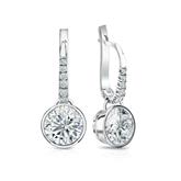Certified Round Diamond Stud Earrings in 14k White Gold Dangle Studs Bezel 1.00ct