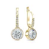 Certified Round Diamond Stud Earrings in 14k Yellow Gold Dangle Studs Bezel 1.00ct