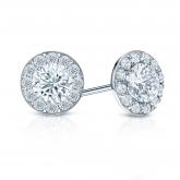 Certified Round Diamond Stud Earrings in 14k White Gold Halo