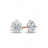 Certified 14k Rose Gold 3-Prong Martini Round Diamond Stud Earrings 0.40 ct. tw. I-J, I1-I2)