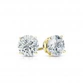 Certified 18k Yellow Gold 4-Prong Basket Round Diamond Stud Earrings 0.50 ct. tw. (H-I, SI1-SI2)