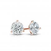 Certified 14k Rose Gold 3-Prong Martini Round Diamond Stud Earrings 0.50 ct. tw. I-J, I1-I2)