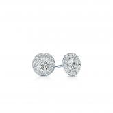 Certified 14k White Gold Halo Round Diamond Stud Earrings 0.50 ct. tw. (H-I, SI1-SI2)