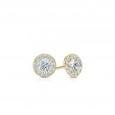 Certified 14k Yellow Gold Halo Round Diamond Stud Earrings 0.50 ct. tw. (G-H, VS2)