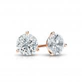 Certified 14k Rose Gold 3-Prong Martini Round Diamond Stud Earrings 0.62 ct. tw. I-J, I1-I2)