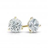 Certified 14k Yellow Gold 3-Prong Martini Round Diamond Stud Earrings 0.75 ct. tw. (G-H, VS2)