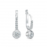 Lab Grown Diamond Dangle studs Earrings Round 0.75 ct. tw. (F-G, VS) in 18k White Gold Drop Earring Bezel